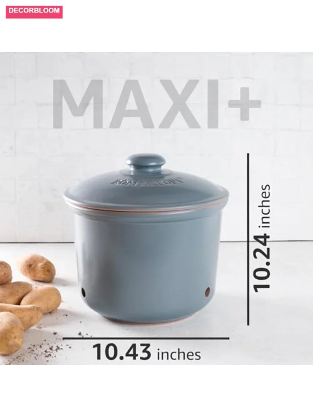 Clay Food Storage Set with Lids, Natural Air Conditioner, 3 Pots